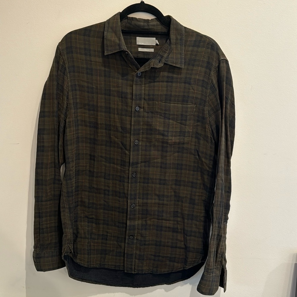 Vince Classic Fit Plaid Button Down